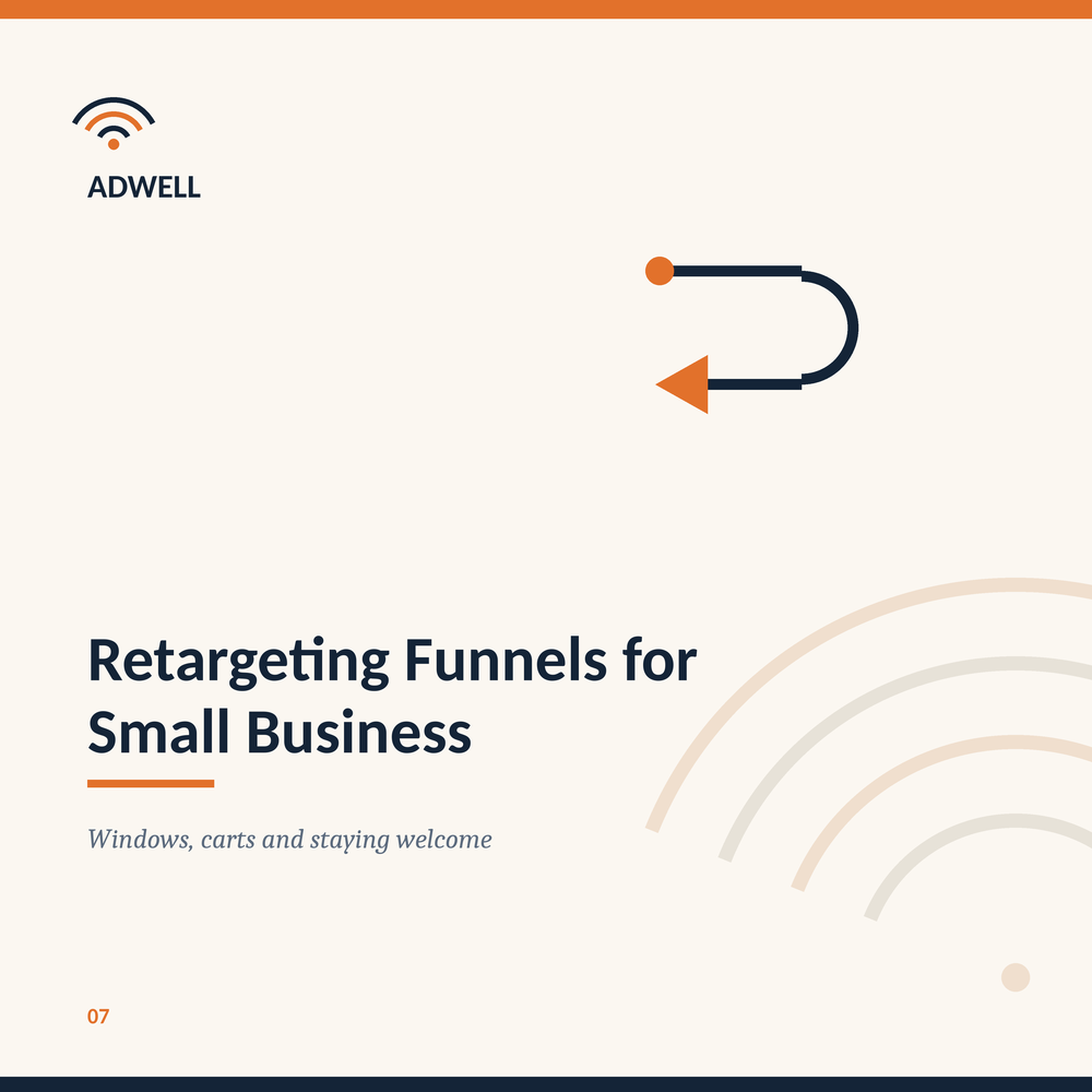 Retargeting Funnels for Small Business — Adwell digital guide cover